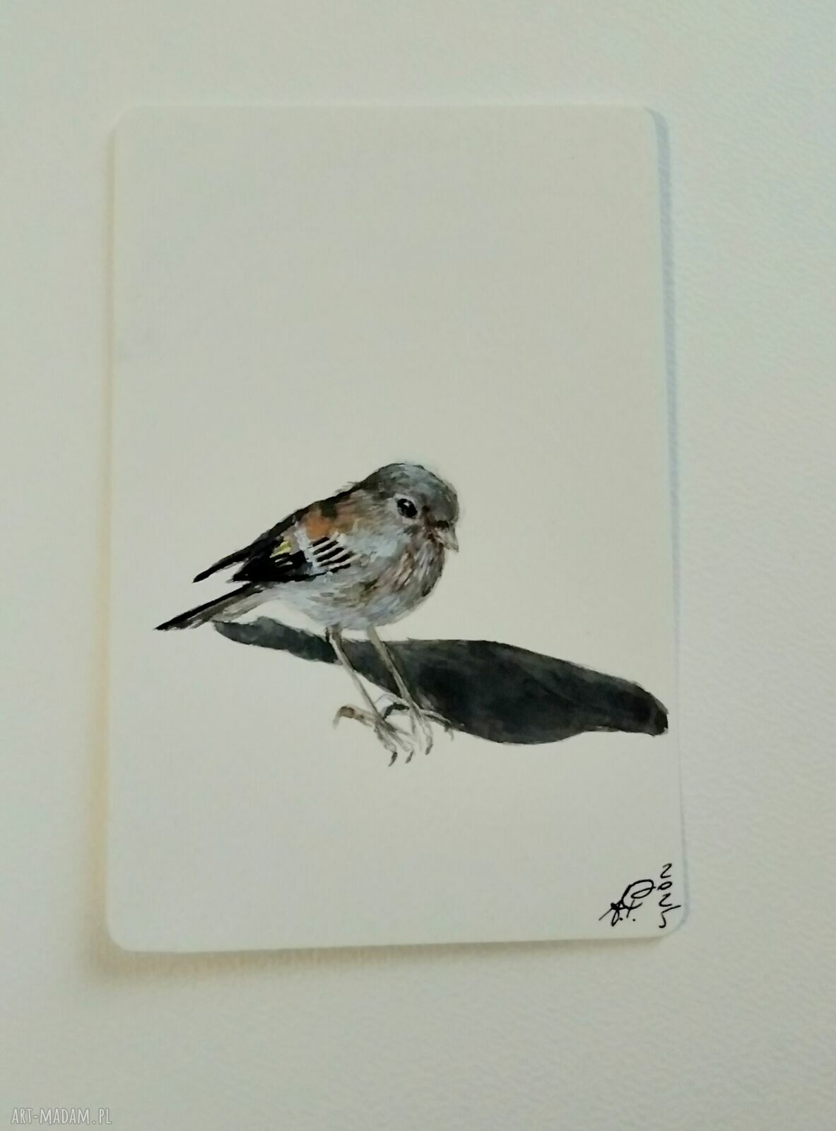 Wróbel - akwarela ręcznie malowana ptaki 10 x 15 cm