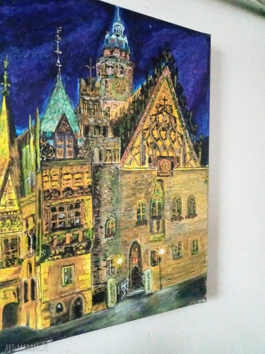 Wrocław Ratusz - ręcznie malowany obraz akrylowy 40/30/2 cm