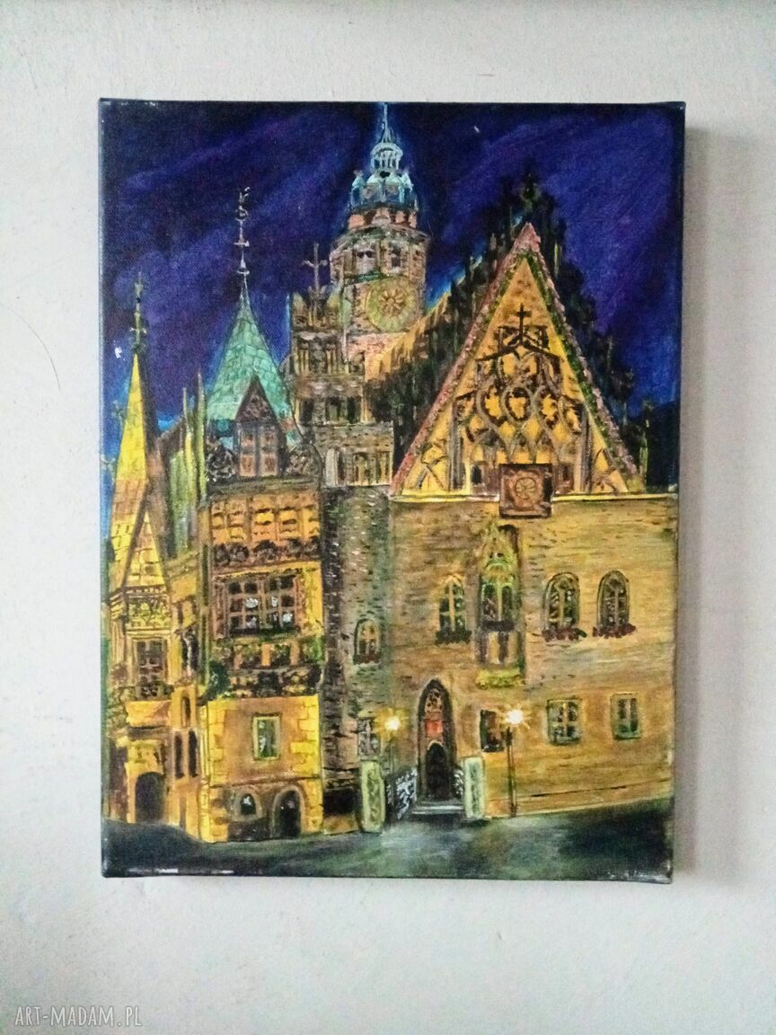 Wrocław Ratusz - ręcznie malowany obraz akrylowy 40/30/2 cm