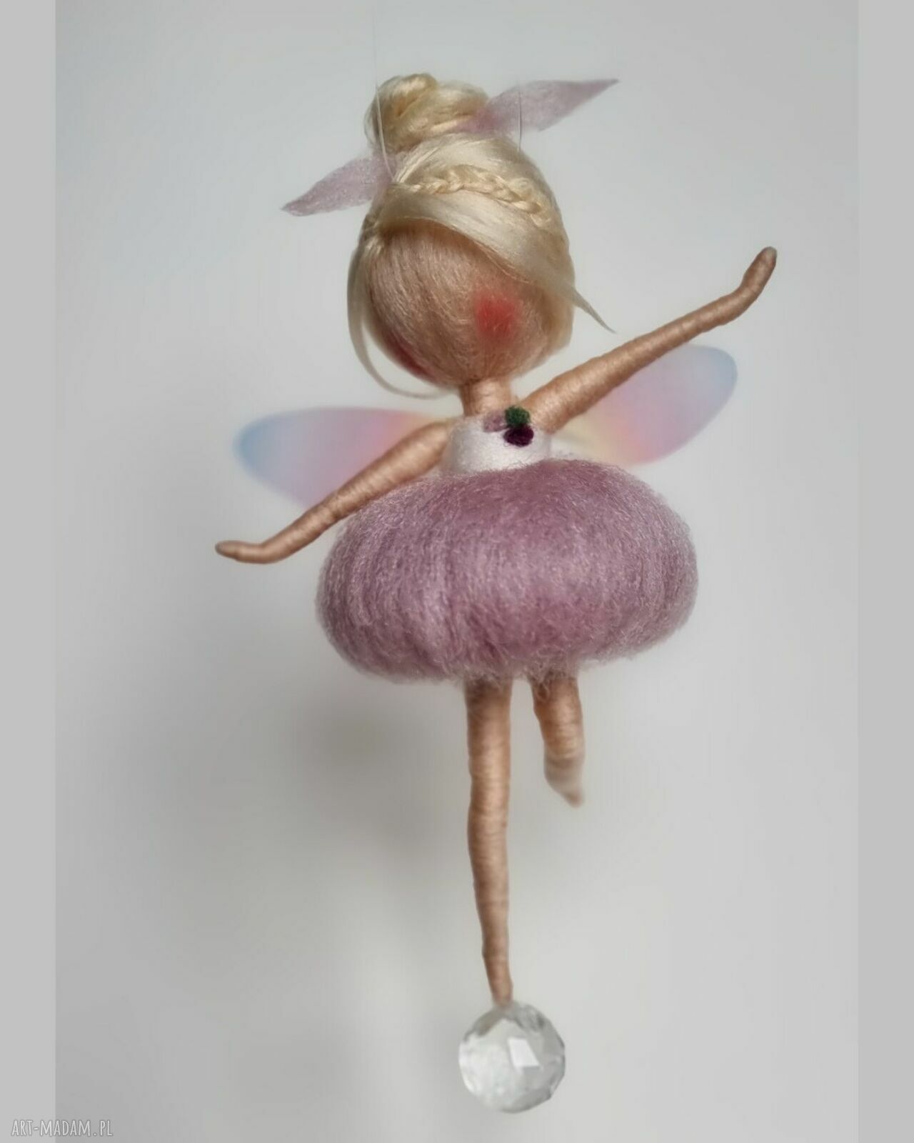 Wróżka balerina z kryształem - magiczna zawieszka suncatcher