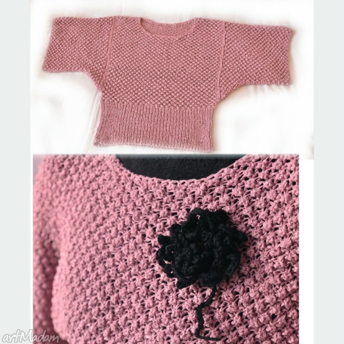 Kimono wrzosowe - bluzka handmade z ażurowym wzorem