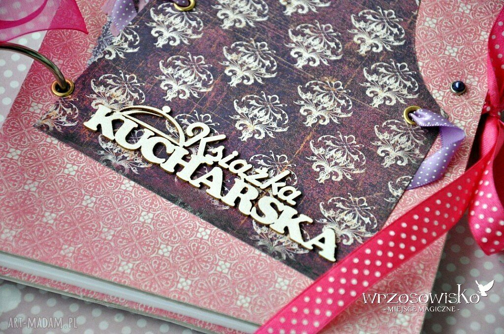 Wrzosowy Fartuszek Książka Kucharska Handmade