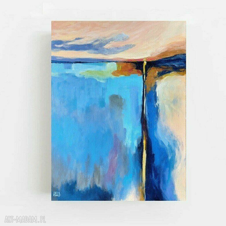 Wschód Słońca - ręcznie malowany obraz akrylowy 40x30 cm na ramie