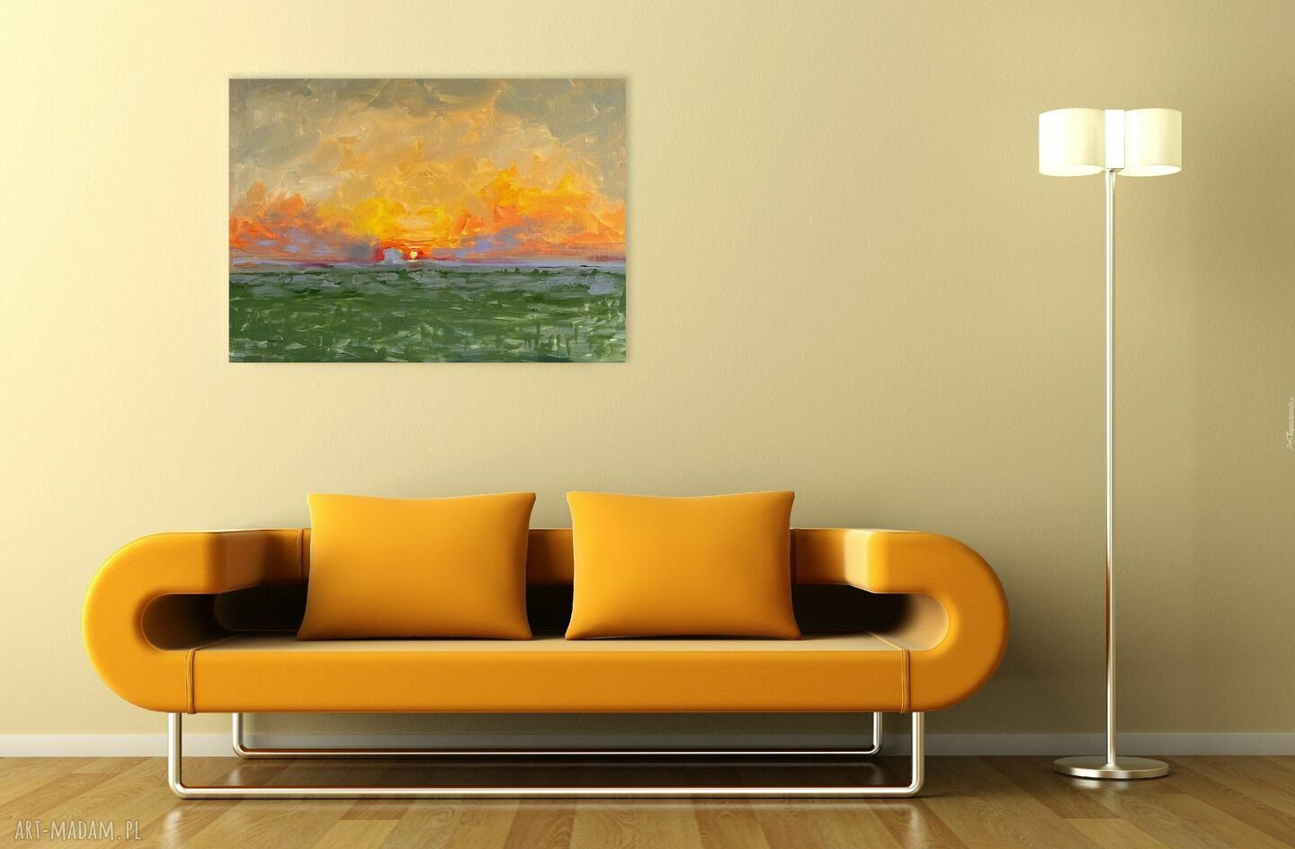 Wschód słońca w Avebury - ręcznie malowany obraz olejny na płótnie 70x50 cm
