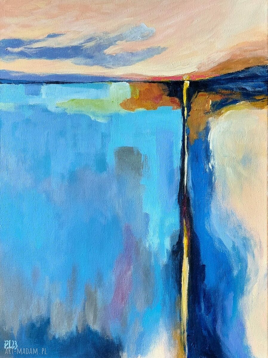 Wschód Słońca - ręcznie malowany obraz akrylowy 40x30 cm na ramie