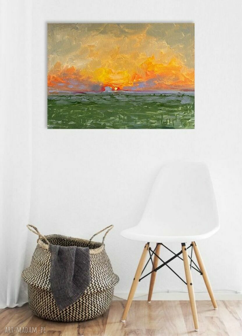 Wschód słońca w Avebury - ręcznie malowany obraz olejny na płótnie 70x50 cm