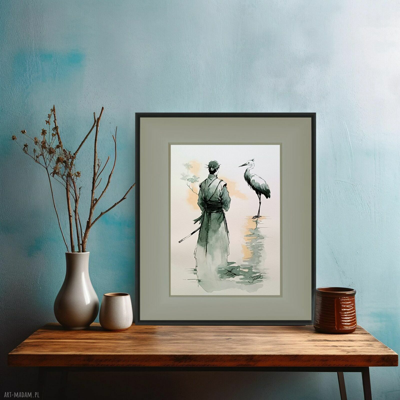 Współbrzmienie dusz - akwarela z żurawiami 24x32 cm (oryginał)