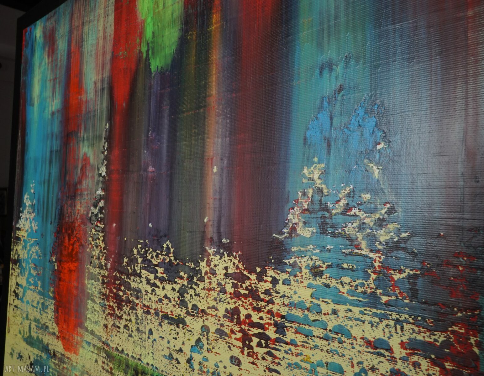 Abstrakcyjny obraz akrylowy "Wspominając Gerharda 10" 100x80 cm - czarne boki