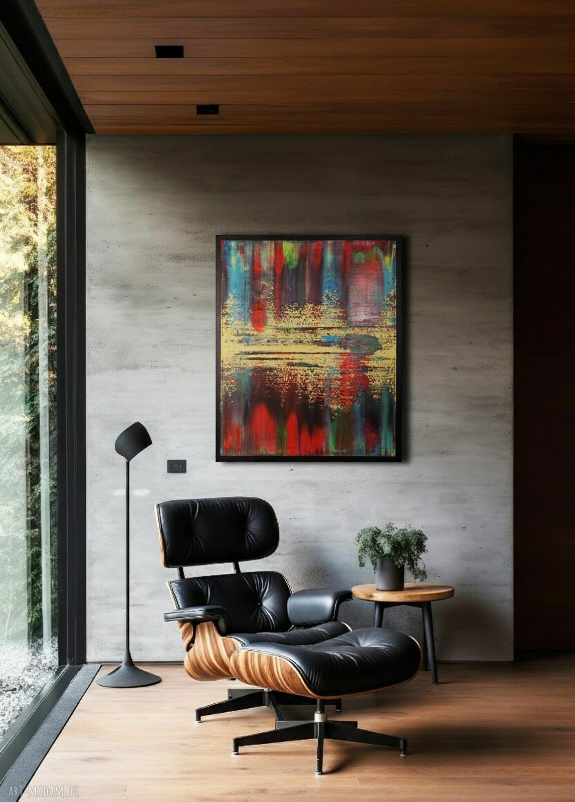 Abstrakcyjny obraz akrylowy "Wspominając Gerharda 10" 100x80 cm - czarne boki