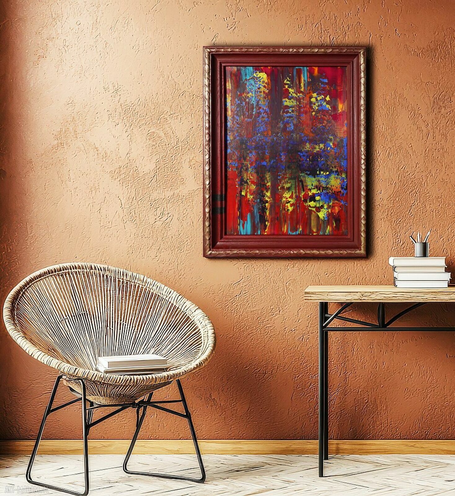 Wspominając Gerharda 4 - abstrakcja akryl w formie obrazu 84 x 65 cm z ramą
