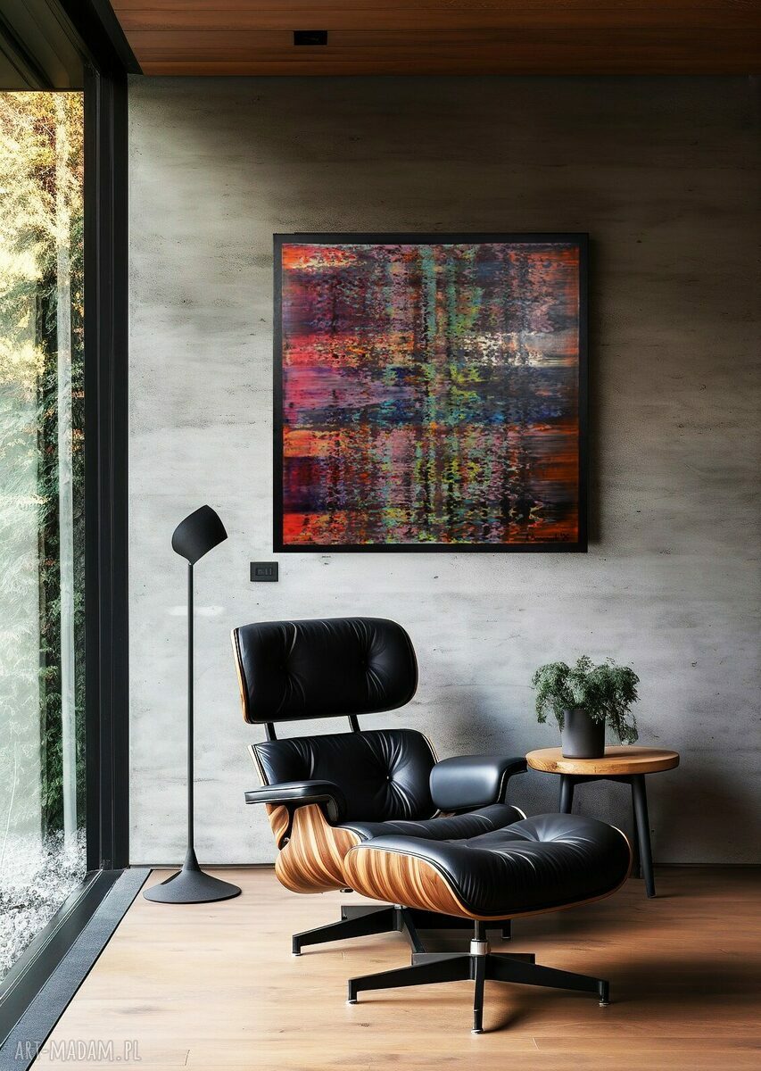 Wspominając Gerharda 7 - ręcznie malowany obraz abstrakcyjny 80x80 cm z akrylu