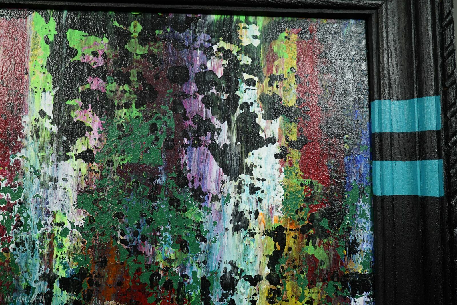 Wspominając Gerharda 3 - abstrakcyjny obraz malowany farbami akrylowymi (62 x 52 cm) w ramie