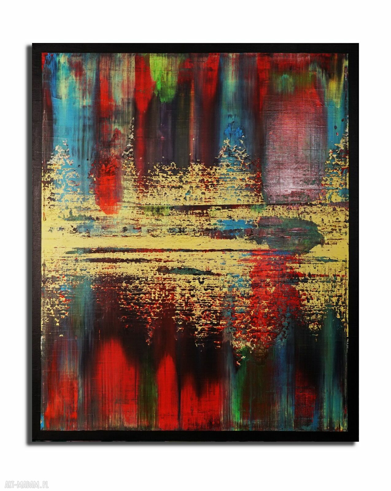 Abstrakcyjny obraz akrylowy "Wspominając Gerharda 10" 100x80 cm - czarne boki