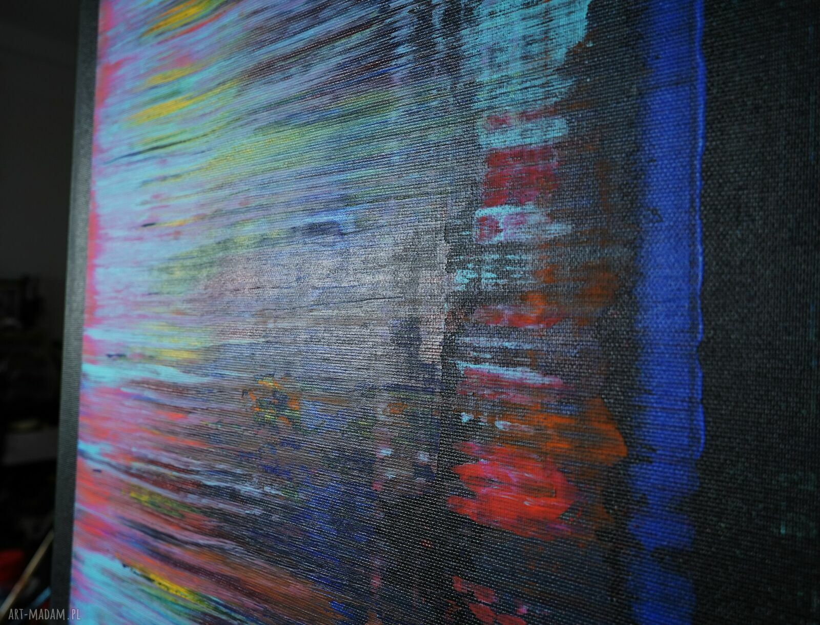 Wspominając Gerharda 21 - kolorowy obraz abstrakcyjny 100x80 cm z farb akrylowych (bez ram)