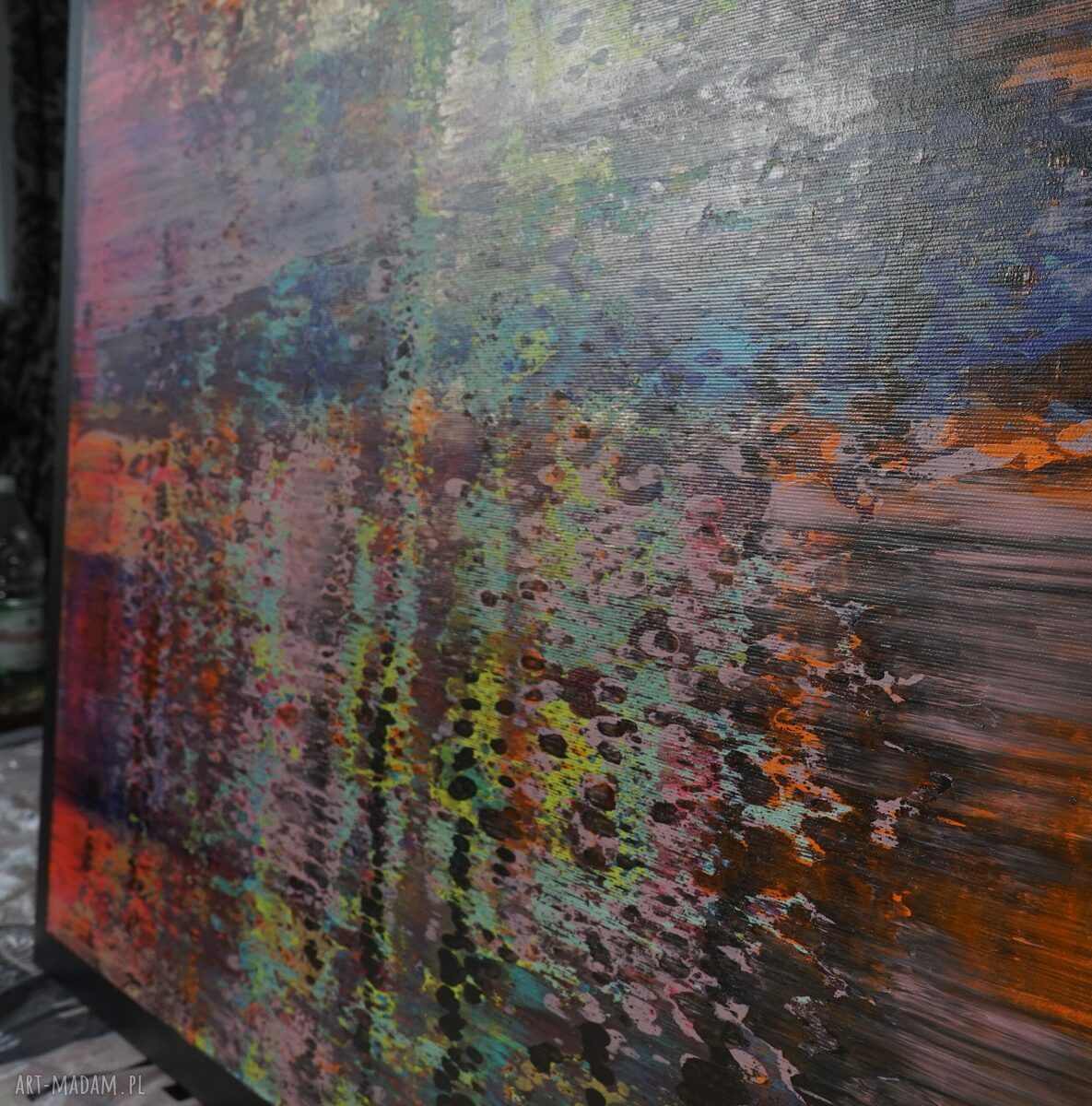 Wspominając Gerharda 7 - ręcznie malowany obraz abstrakcyjny 80x80 cm z akrylu