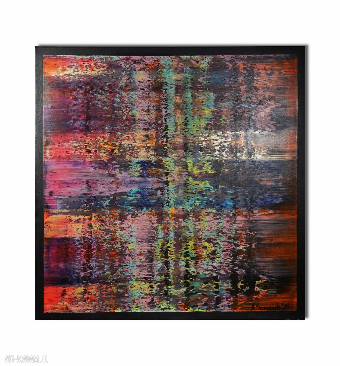 Wspominając Gerharda 7 - ręcznie malowany obraz abstrakcyjny 80x80 cm z akrylu