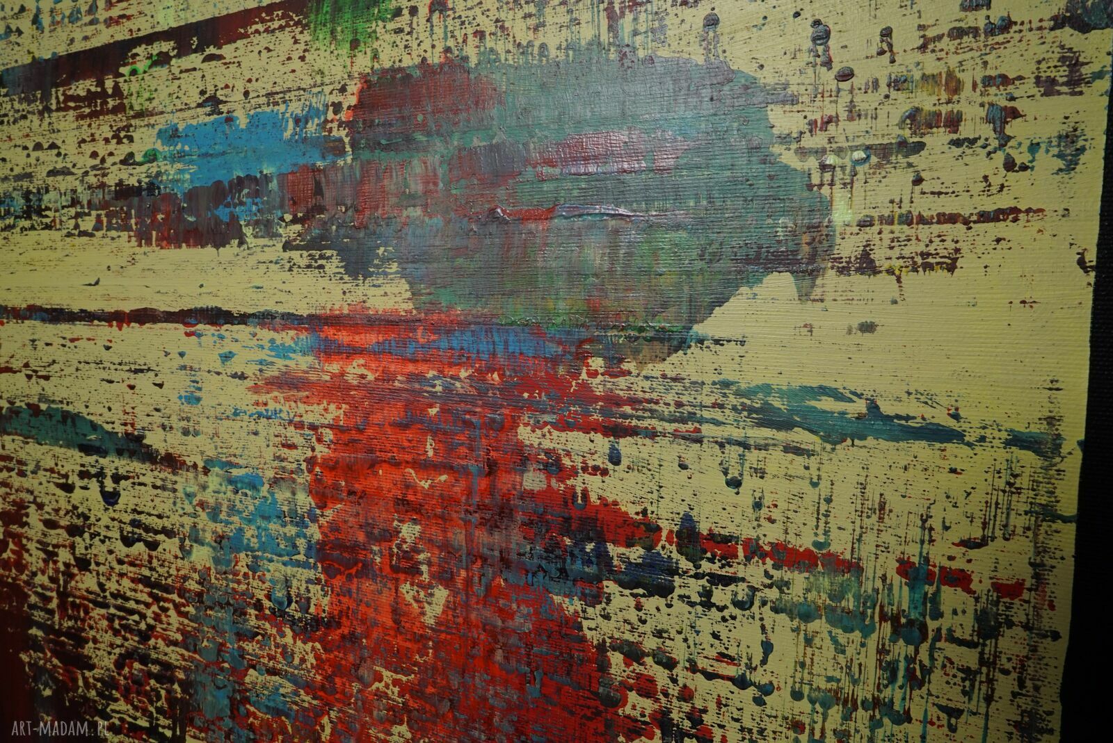 Abstrakcyjny obraz akrylowy "Wspominając Gerharda 10" 100x80 cm - czarne boki