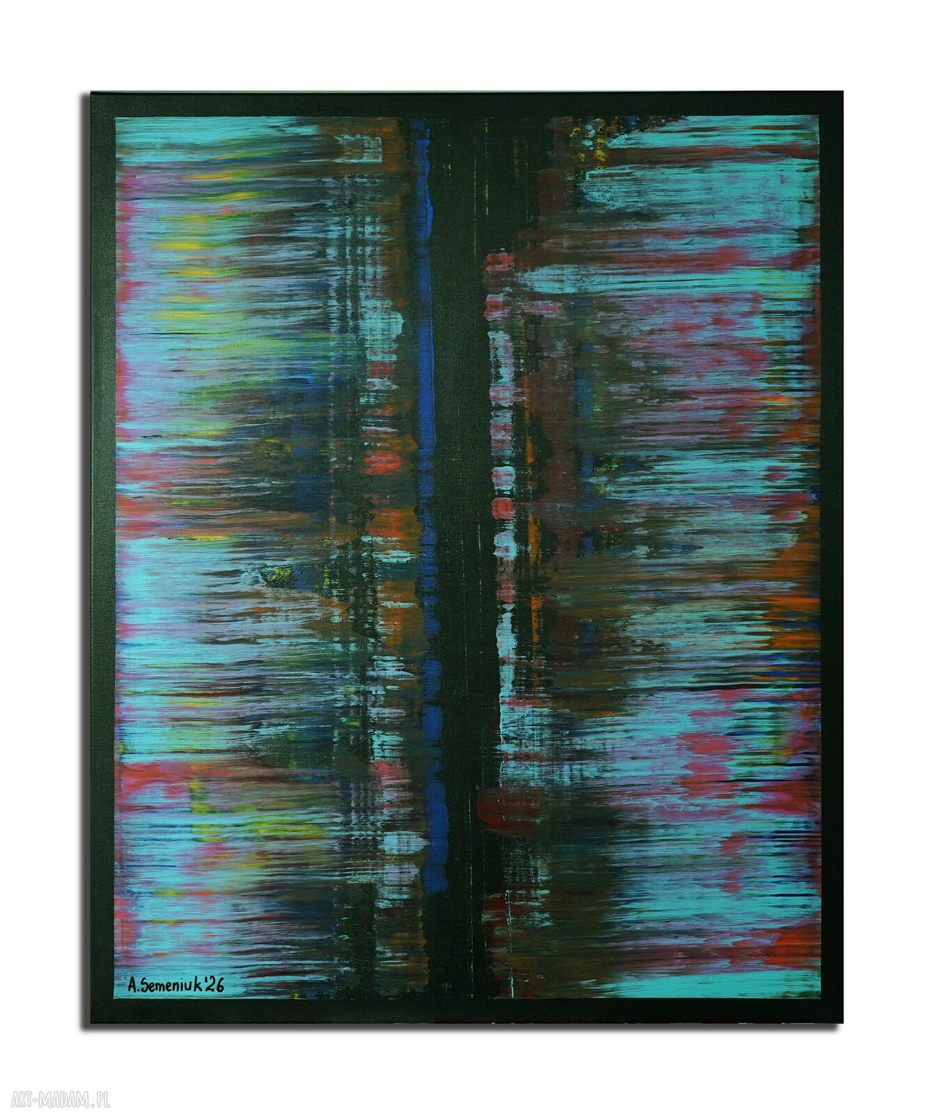 Wspominając Gerharda 21 - kolorowy obraz abstrakcyjny 100x80 cm z farb akrylowych (bez ram)