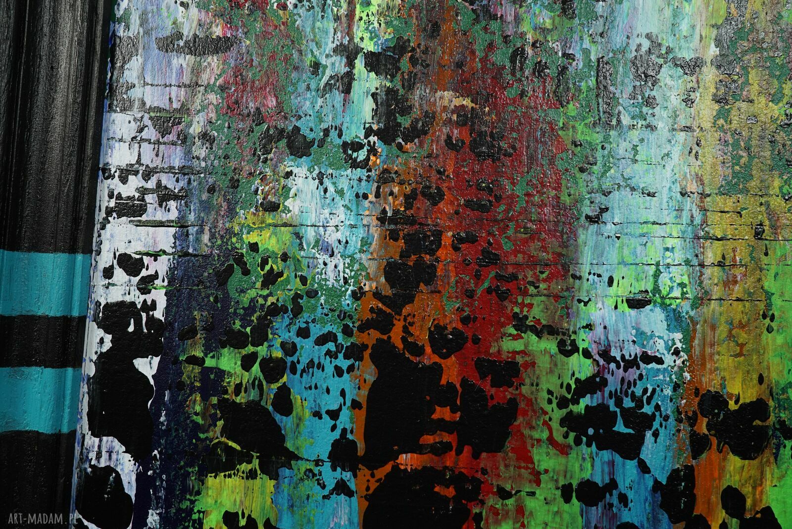 Wspominając Gerharda 3 - abstrakcyjny obraz malowany farbami akrylowymi (62 x 52 cm) w ramie