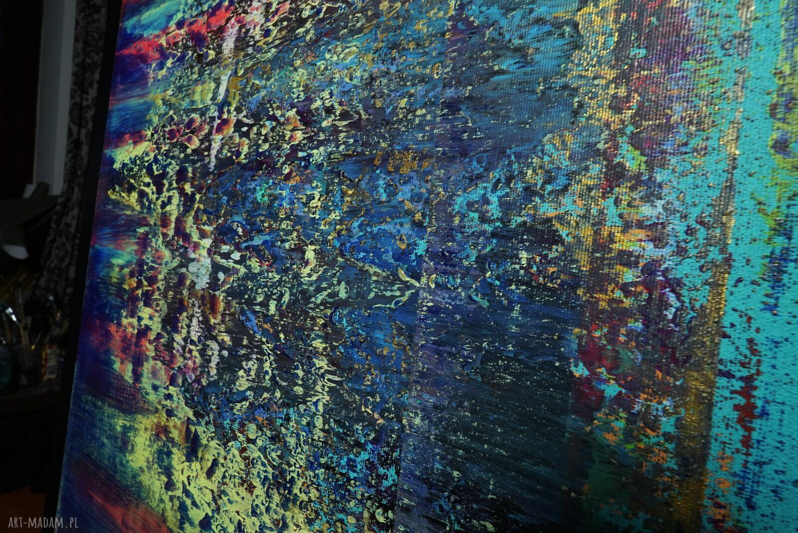 Wspominając Gerharda 9 - abstrakcyjny obraz akrylowy 90 x 100 cm