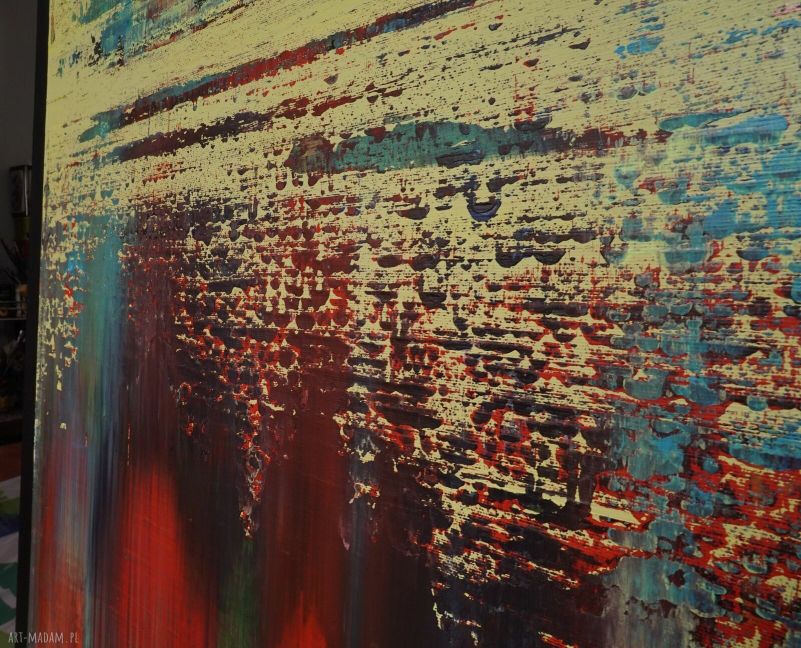 Abstrakcyjny obraz akrylowy "Wspominając Gerharda 10" 100x80 cm - czarne boki