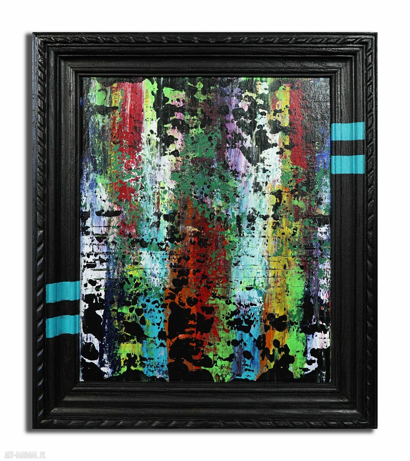 Wspominając Gerharda 3 - abstrakcyjny obraz malowany farbami akrylowymi (62 x 52 cm) w ramie