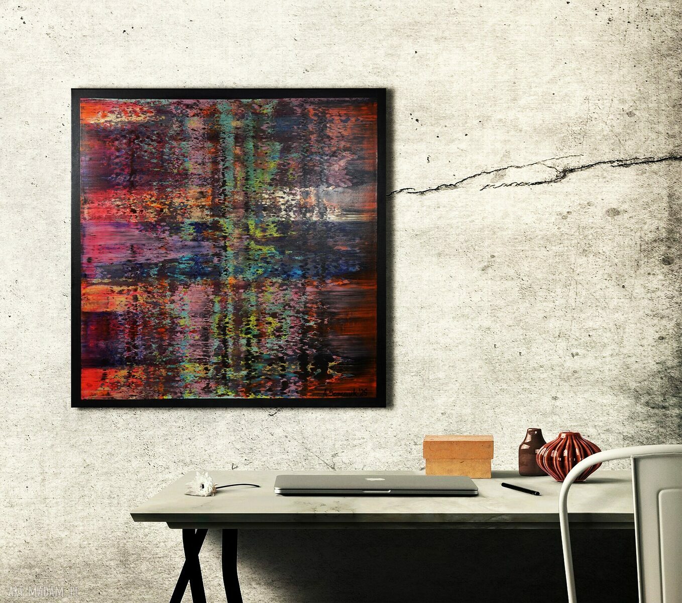 Wspominając Gerharda 7 - ręcznie malowany obraz abstrakcyjny 80x80 cm z akrylu