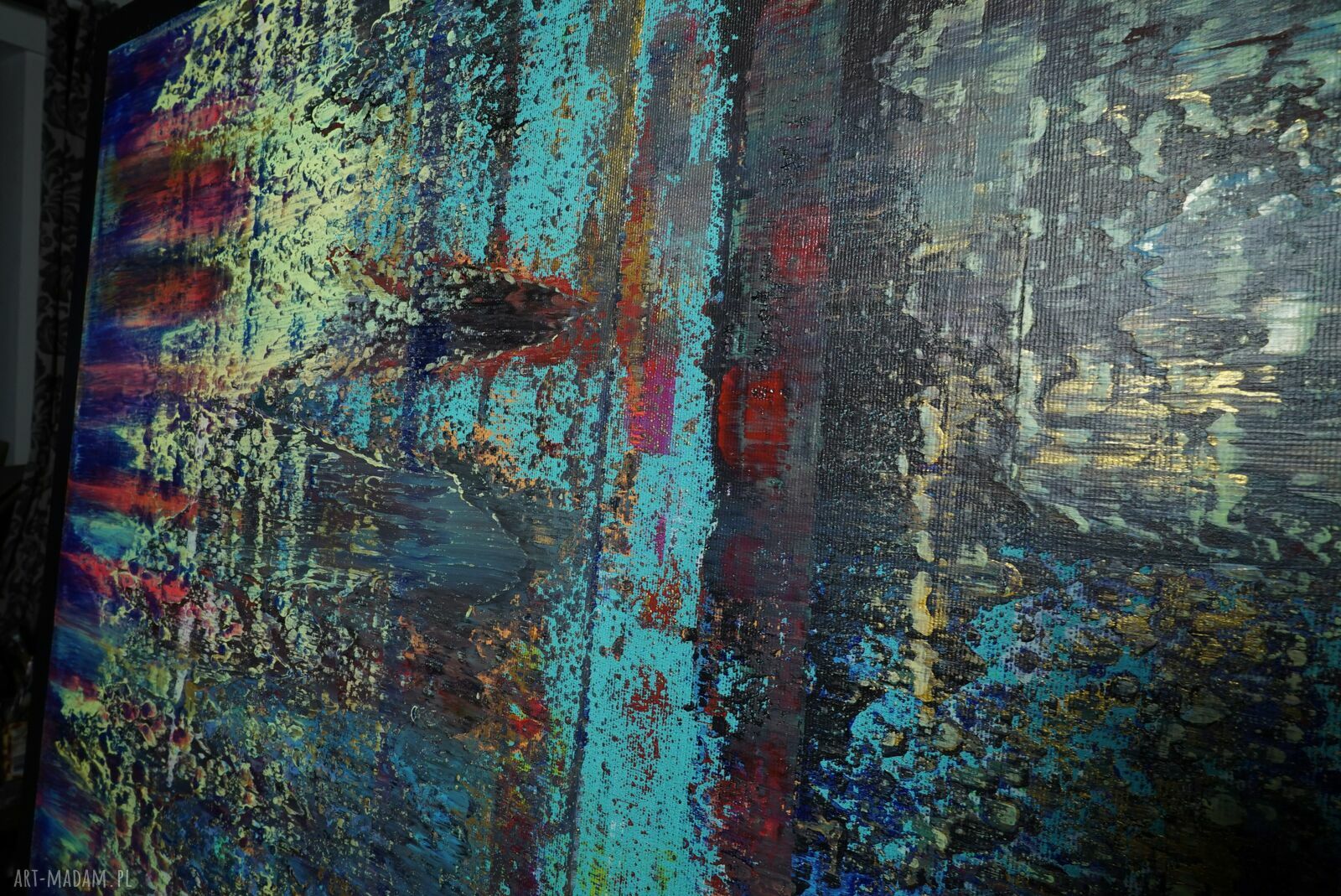 Wspominając Gerharda 9 - abstrakcyjny obraz akrylowy 90 x 100 cm