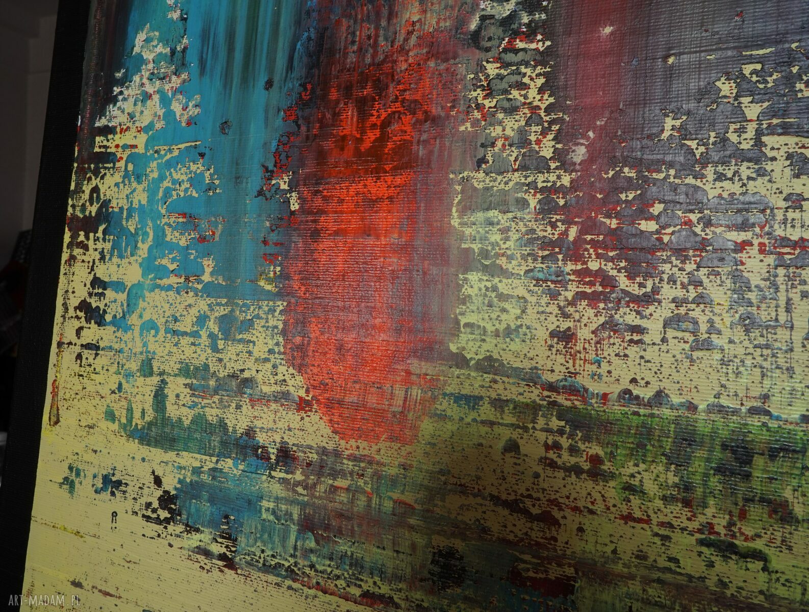 Abstrakcyjny obraz akrylowy "Wspominając Gerharda 10" 100x80 cm - czarne boki