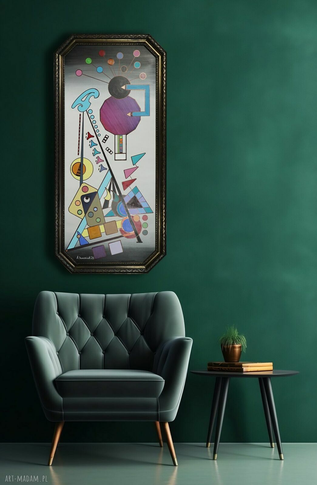 Wspominając Wassilego 3 - obraz abstrakcyjny w akrylu na MDF z ramą 128 x 61 cm