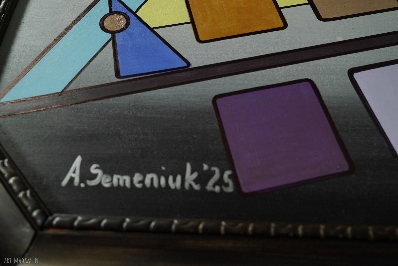 Wspominając Wassilego 3 - obraz abstrakcyjny w akrylu na MDF z ramą 128 x 61 cm