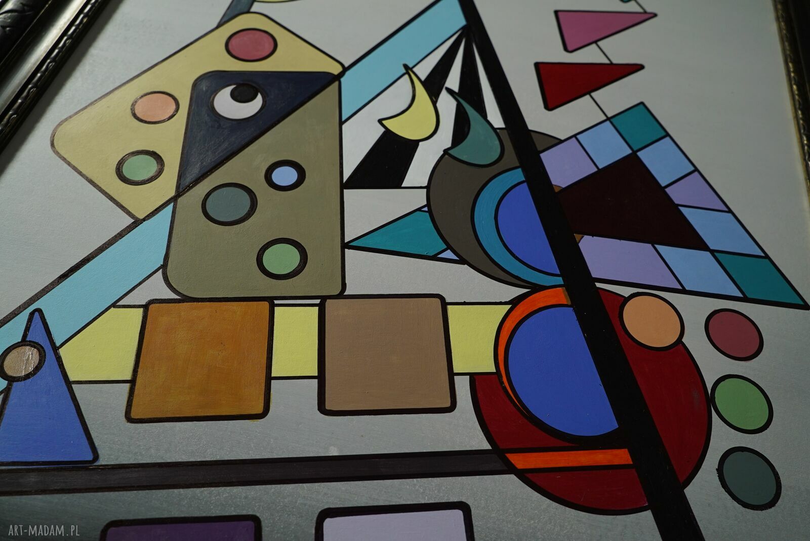 Wspominając Wassilego 3 - obraz abstrakcyjny w akrylu na MDF z ramą 128 x 61 cm