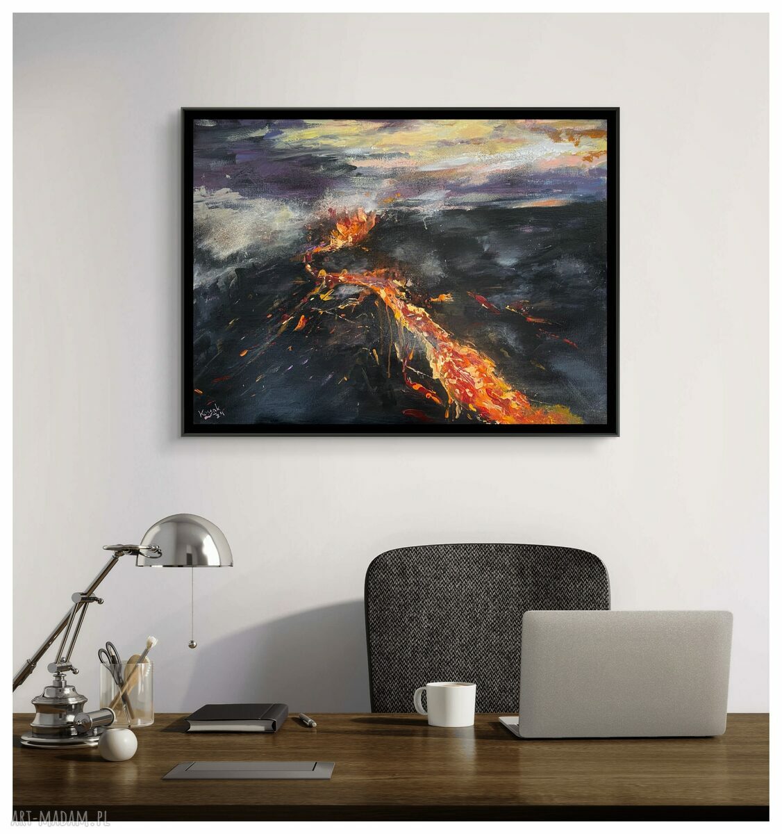 Wulkan I - obraz ręcznie malowany na płótnie akryl 60x80 cm (fine art)