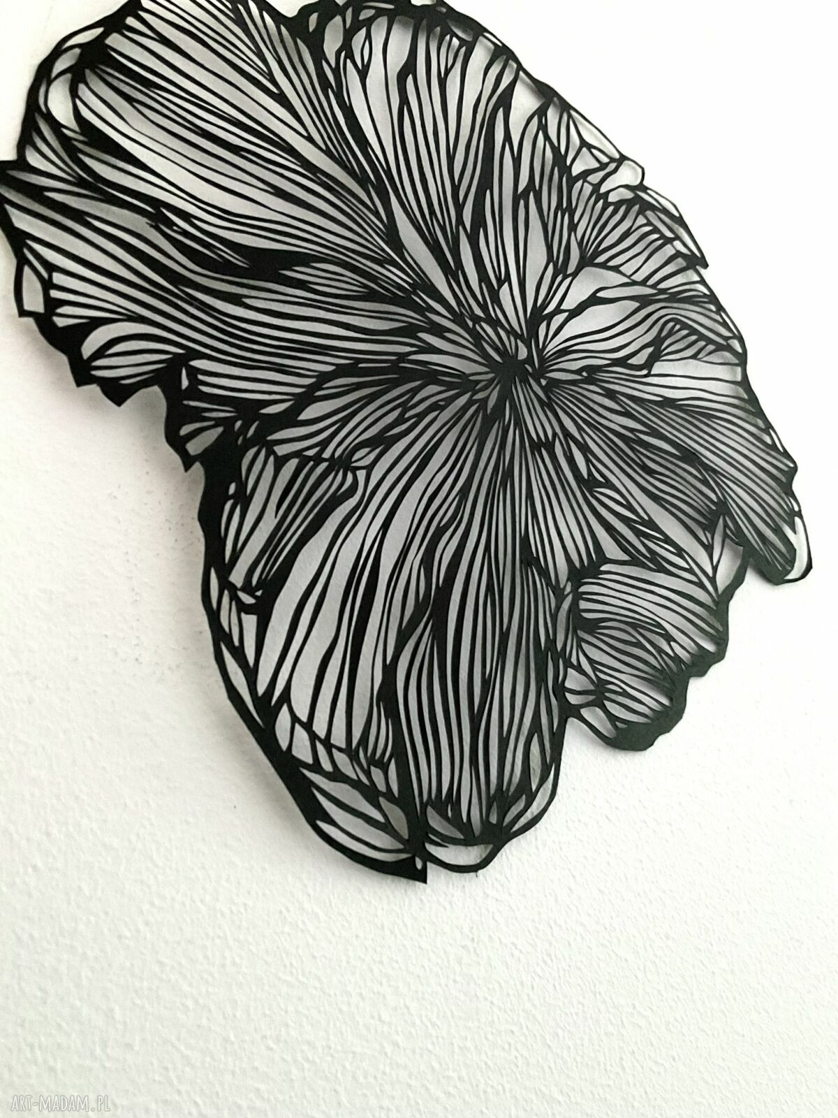 Wycinanka Black Flower II - ręcznie wykonany kwiat z czarnego papieru