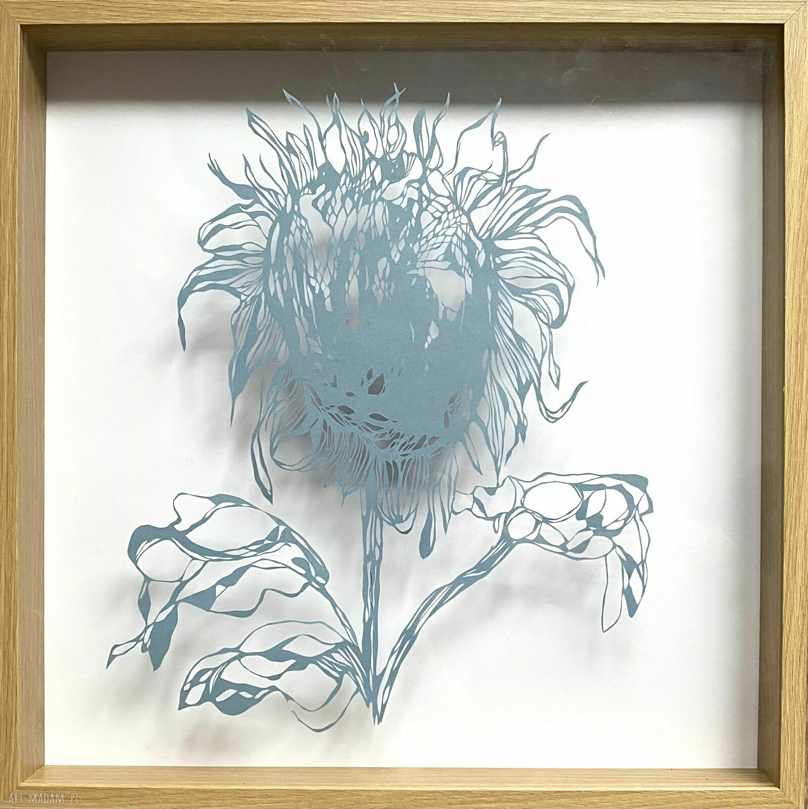 Wycinanka Słonecznik - ręcznie wycinany obraz z papieru bez ramy 36x42 cm