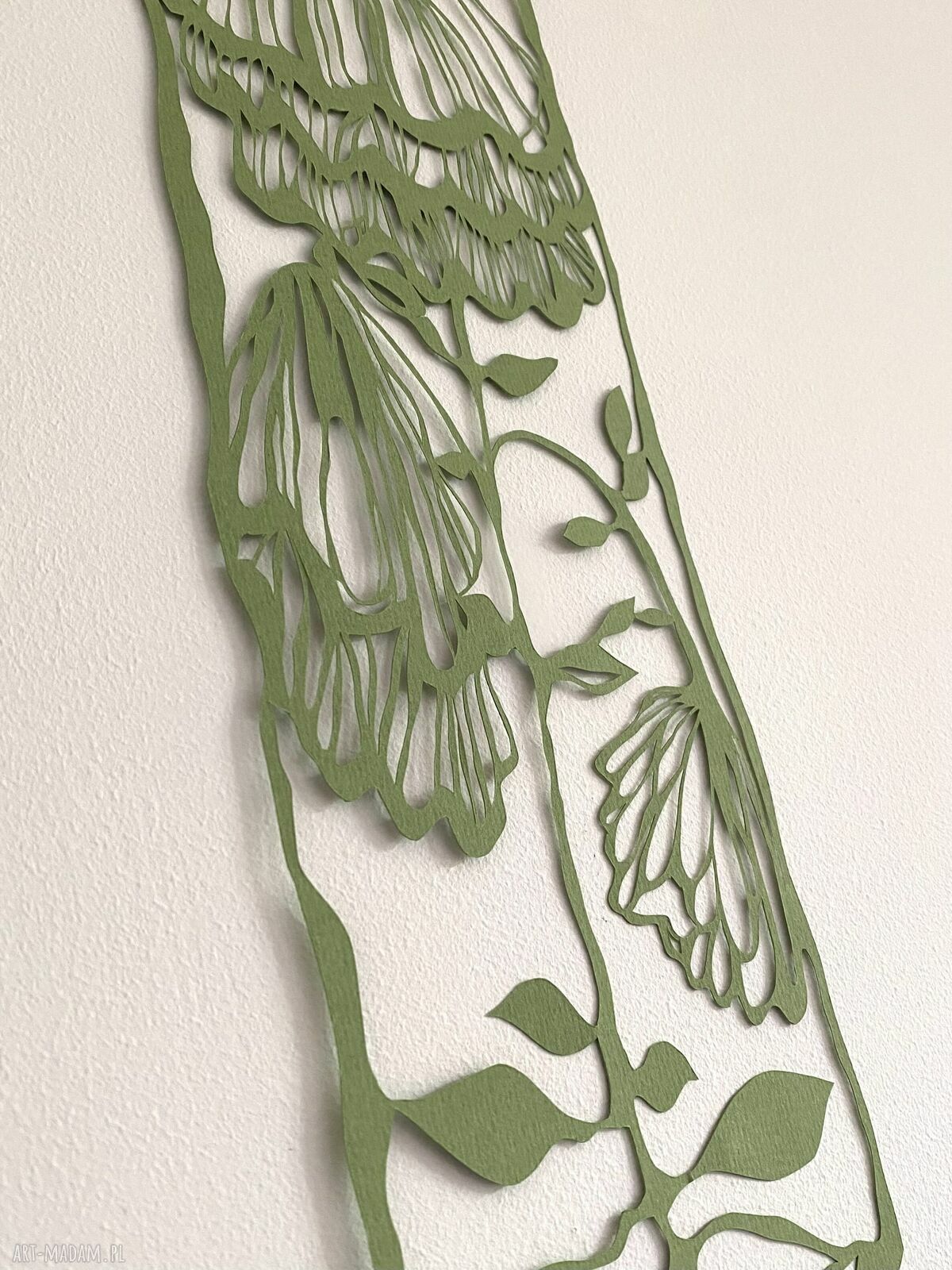 Wycinanka Zielone Kwiaty - ręcznie wykonana dekoracja w stylu hygge i boho