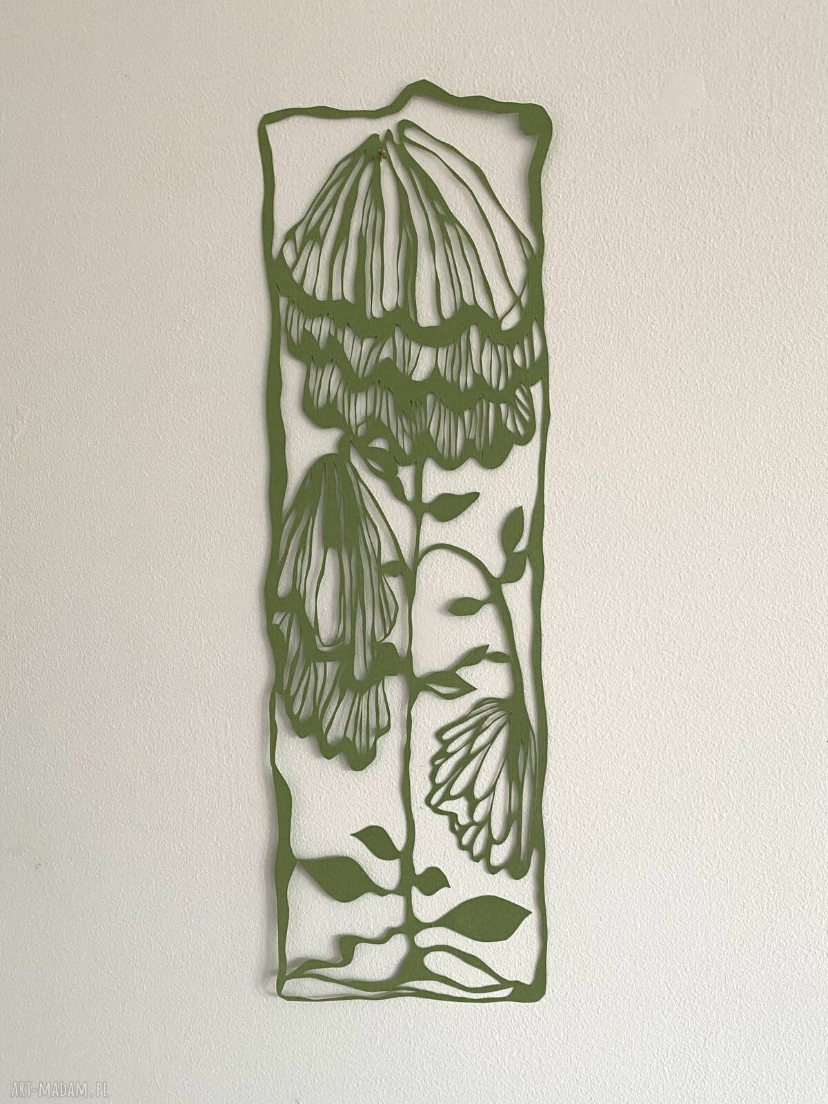 Wycinanka Zielone Kwiaty - ręcznie wykonana dekoracja w stylu hygge i boho