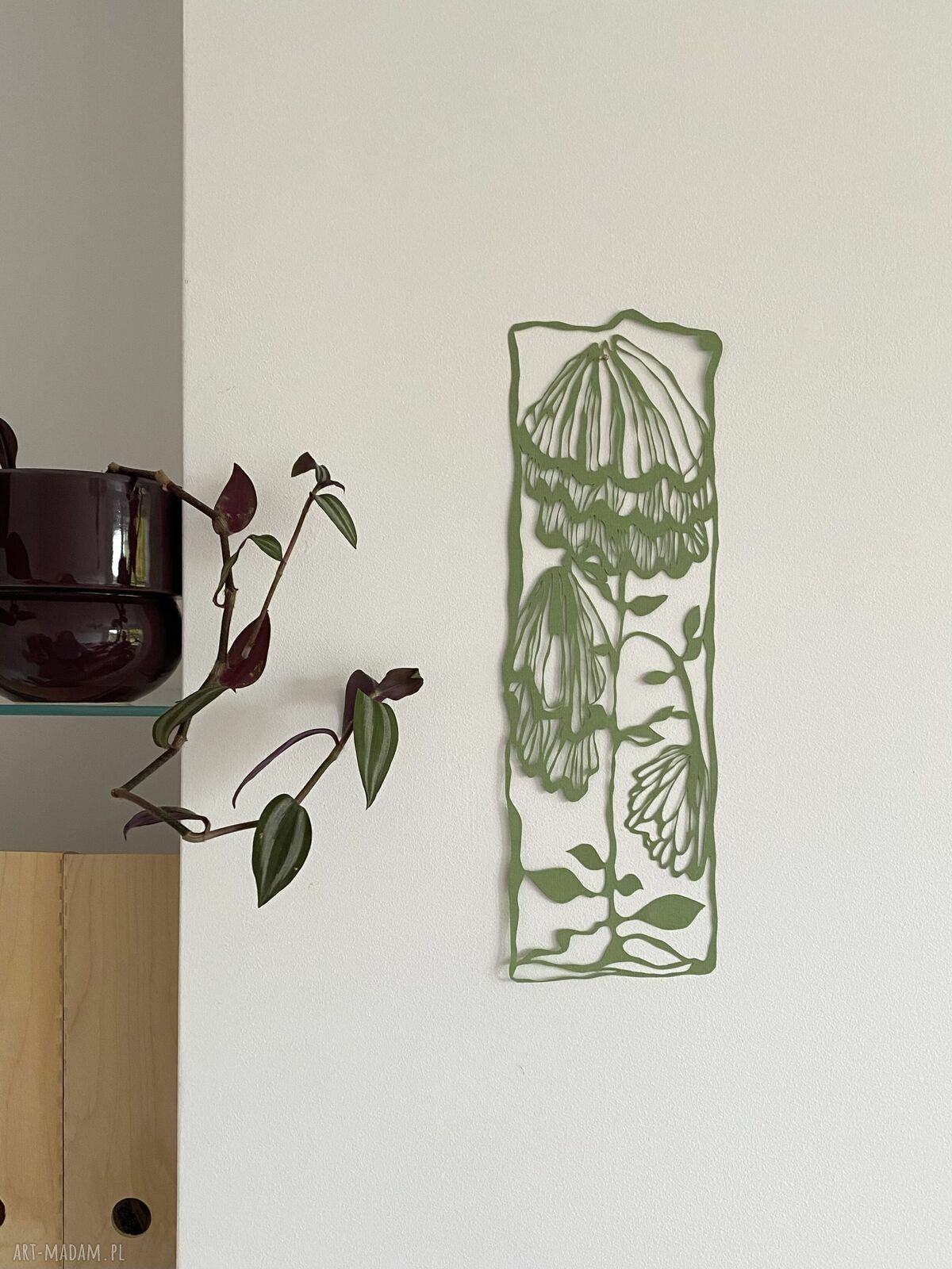 Wycinanka Zielone Kwiaty - ręcznie wykonana dekoracja w stylu hygge i boho