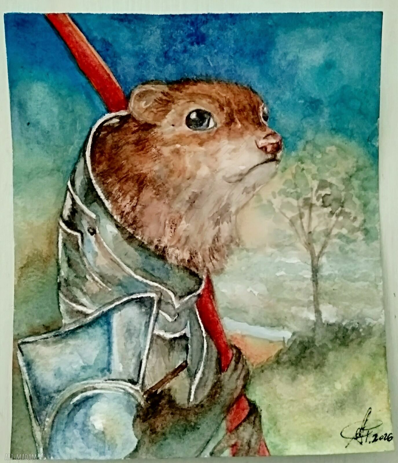 Wydra wojowniczka - ilustracja bajkowa akwarela