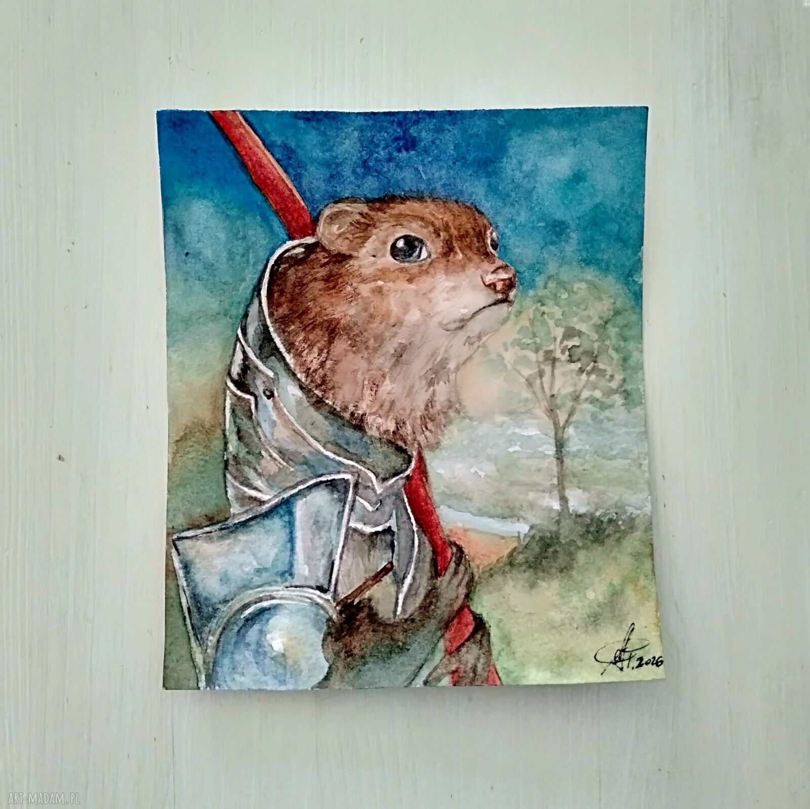 Wydra wojowniczka - ilustracja bajkowa akwarela