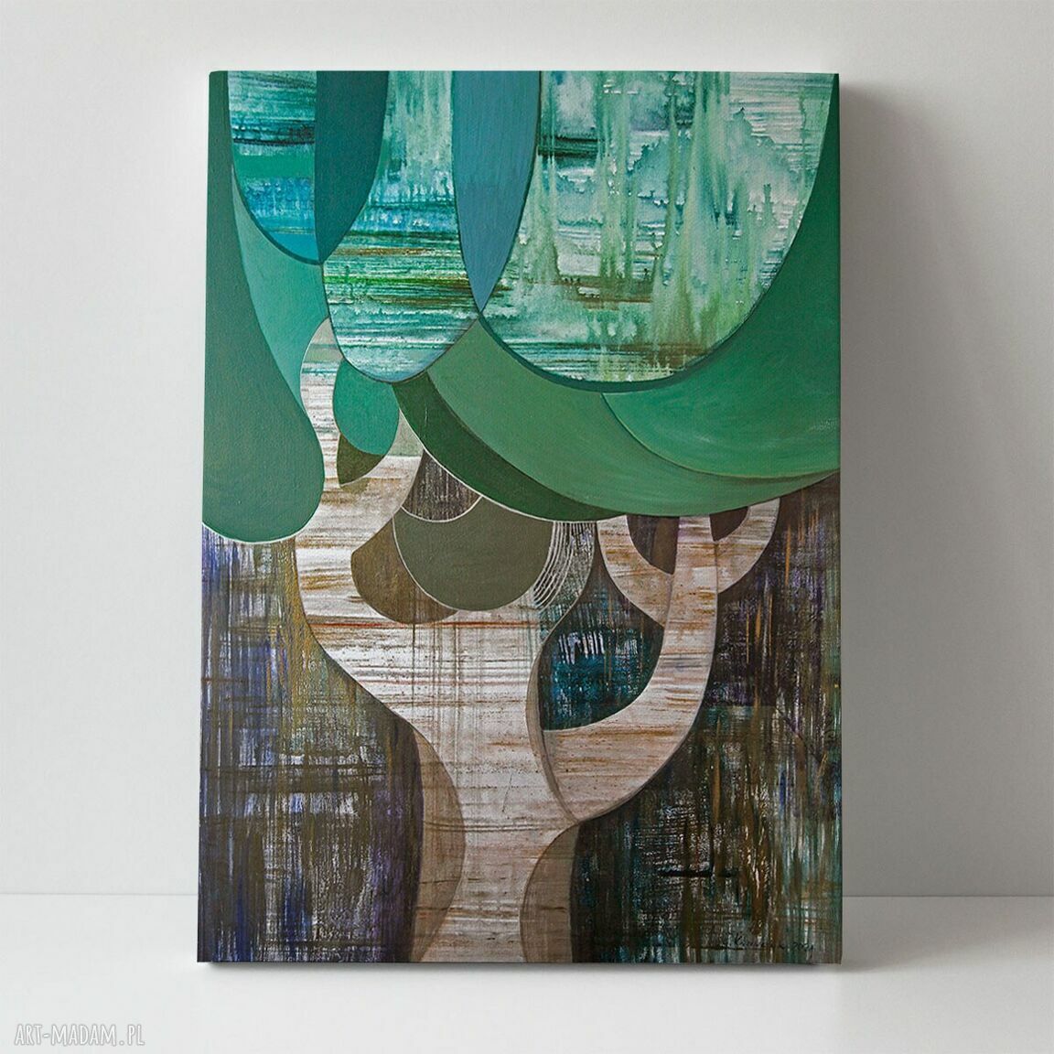 Obraz „Deszczowe drzewo” na płótnie 120x80 cm - zielony, nowoczesny klimat