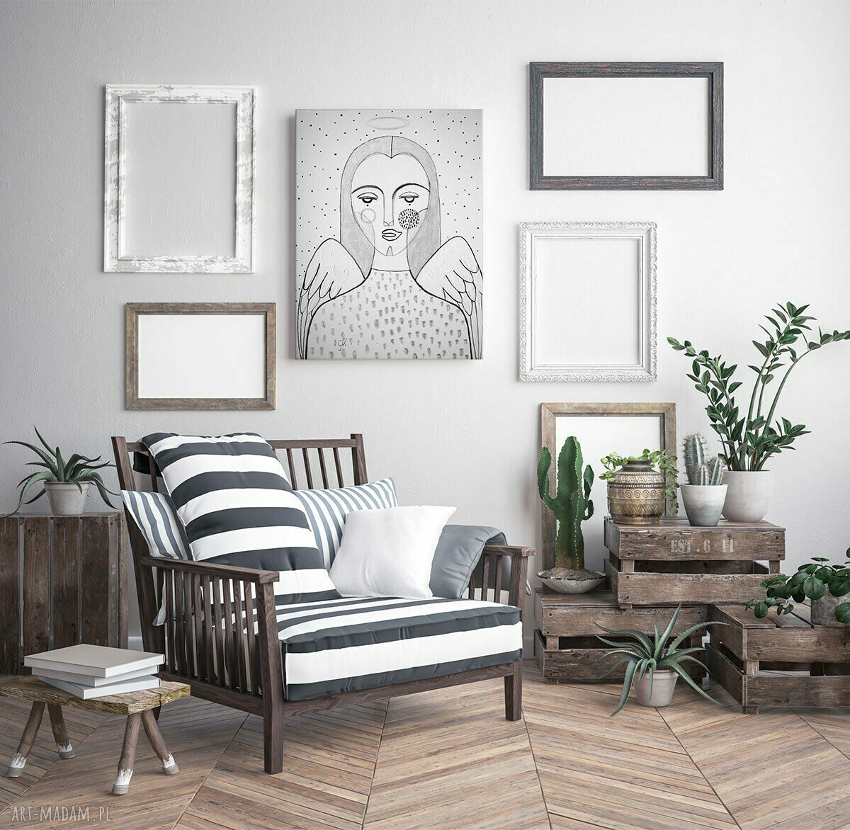 Anioł - kobieta na płótnie 120x80 cm, matowy druk na drewnianych krosnach - gotowy do zawieszenia