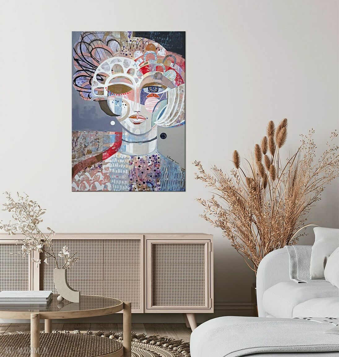 Obraz „Kokietka” 30x40 cm - abstrakcyjna twarz kobiety na matowym płótnie