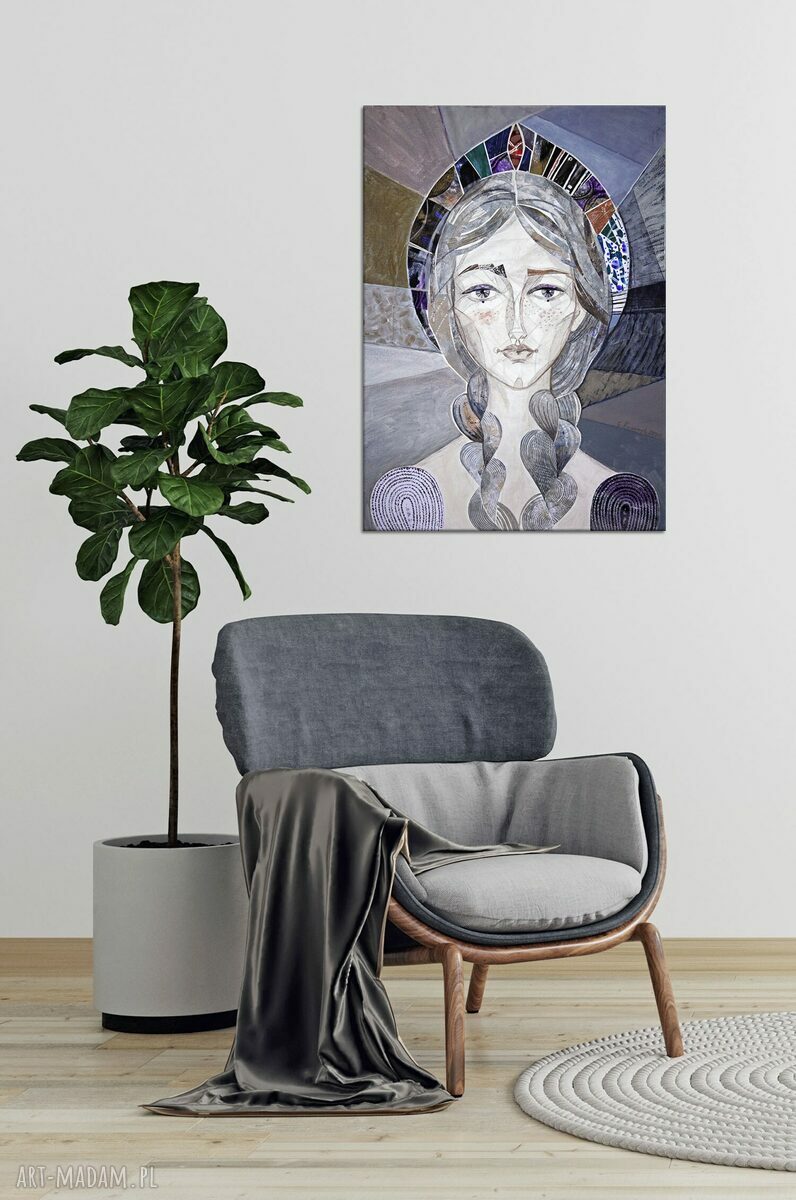 Obraz Warkocze 50x70 cm - wydruk na matowym płótnie w odcieniach beżu, szarości i bieli
