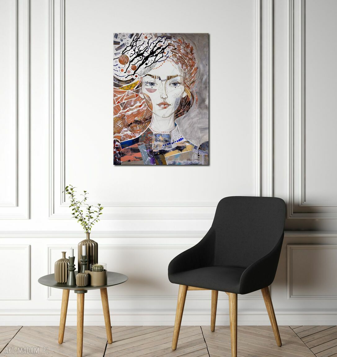 Obraz 50x70 na płótnie „Niespokojny wiatr” - portret kobiety