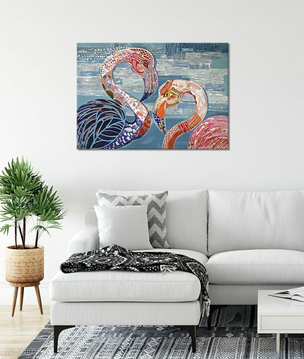 Obraz 50x70 cm Flamingi - nowoczesny wydruk na matowym płótnie