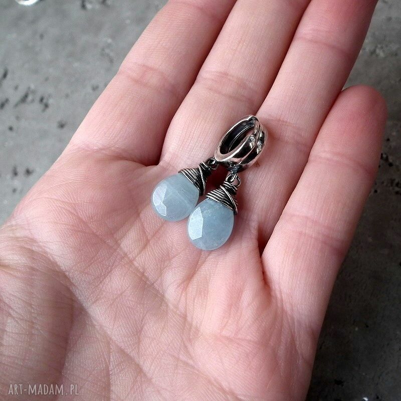 kolczyki: Srebro i błekitny morganit kolczyki. HandMade