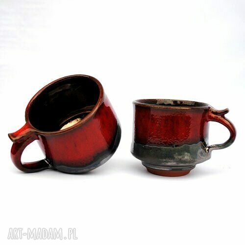 Komplet 2 ręcznie robionych ceramicznych kubków Wygrzane