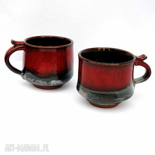 Komplet 2 ręcznie robionych ceramicznych kubków Wygrzane