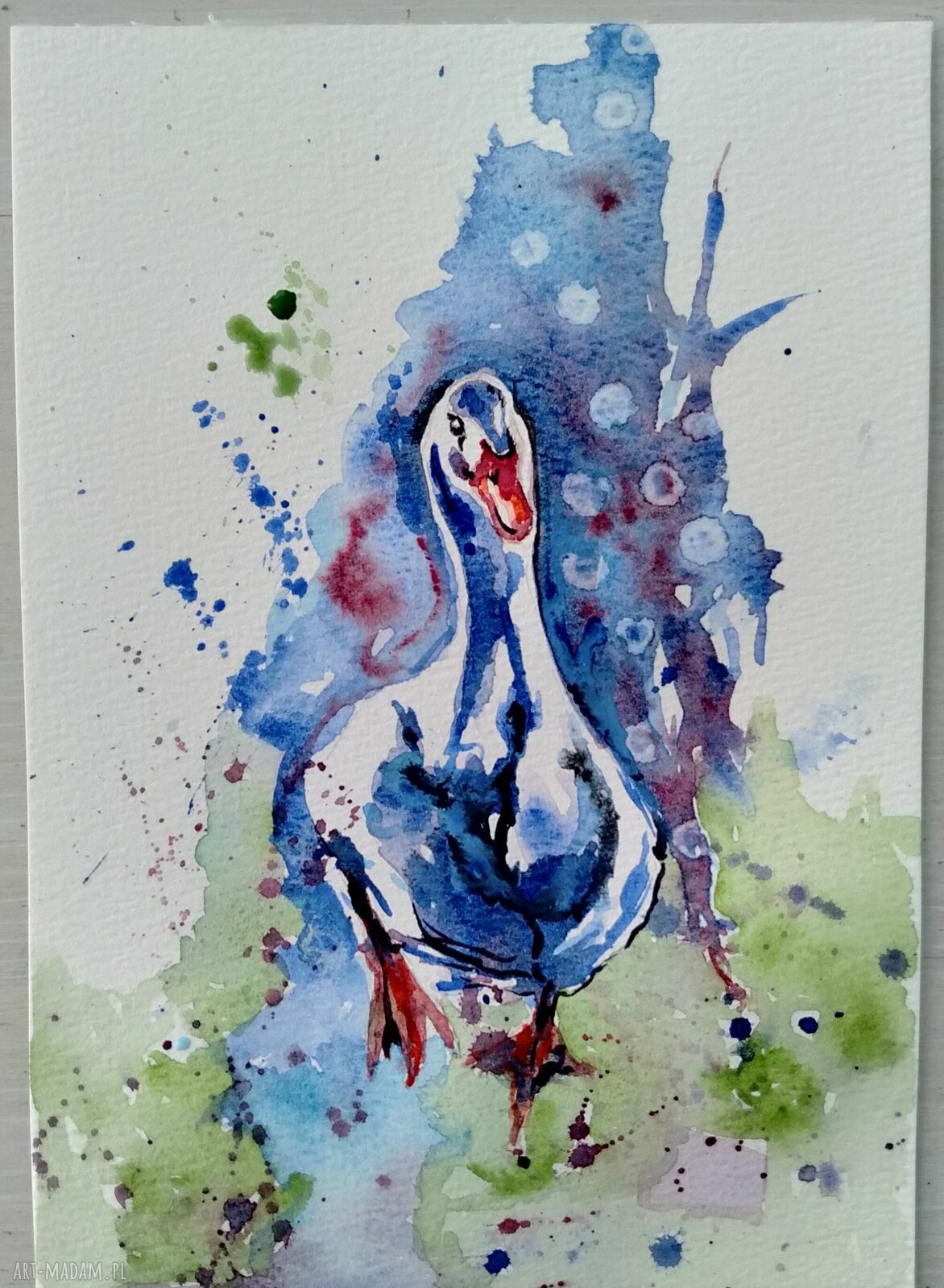 Wyjątkowa gęś - akwarela na papierze 300g 13x19 cm